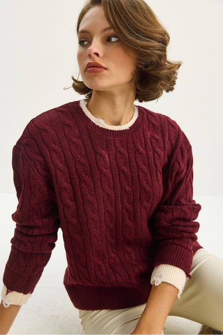 Hair Braid Patterned Sweater - Image 5