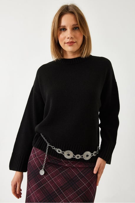Avslappnad passform crewneck ribbstickad tröja - Image 3