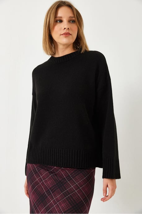 Avslappnad passform crewneck ribbstickad tröja - Image 4
