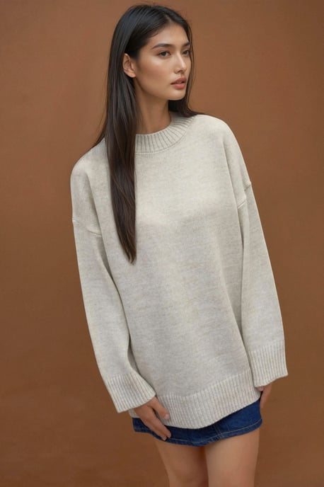 Dikke Gebreide Crew Neck Lange Trui - Image 4
