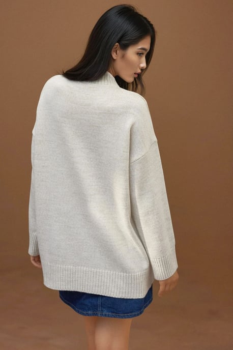Dikke Gebreide Crew Neck Lange Trui - Image 5