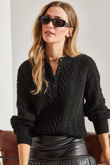 Textured Knitwear Trui met Knopkraag - Image 2