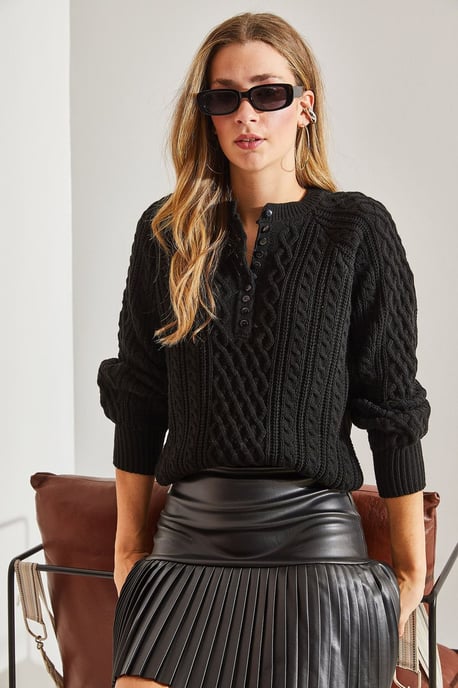 Textured Knitwear Trui met Knopkraag - Image 4