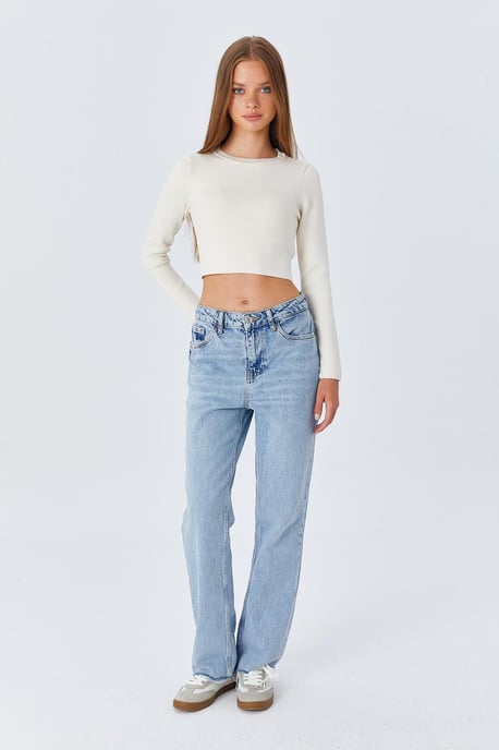 Long Sleeve Basic Crop Knit Top - Image 5