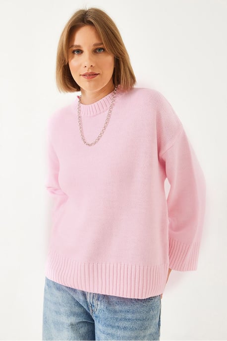 Överdimensionerad Ribbad Crew Neck Tröja - Image 4