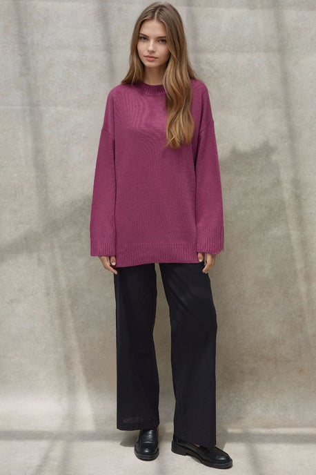 Dikke Gebreide Crew Neck Lange Trui - Image 4