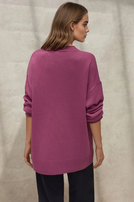Dikke Gebreide Crew Neck Lange Trui - Image 6