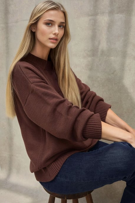 Dikke Gebreide Crew Neck Lange Trui - Image 2