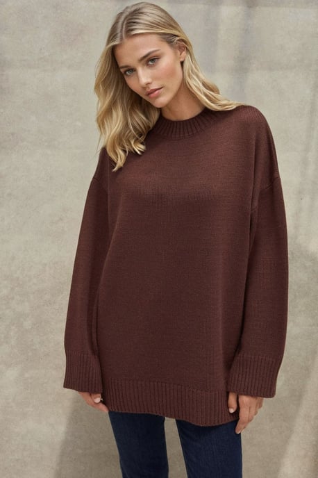 Dikke Gebreide Crew Neck Lange Trui - Image 4