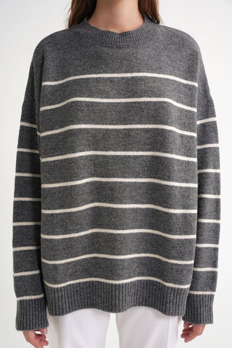 Gestreepte Crewneck Loszittende Gebreide Pullover Trui - Image 5