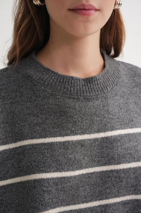 Gestreepte Crewneck Loszittende Gebreide Pullover Trui - Image 6