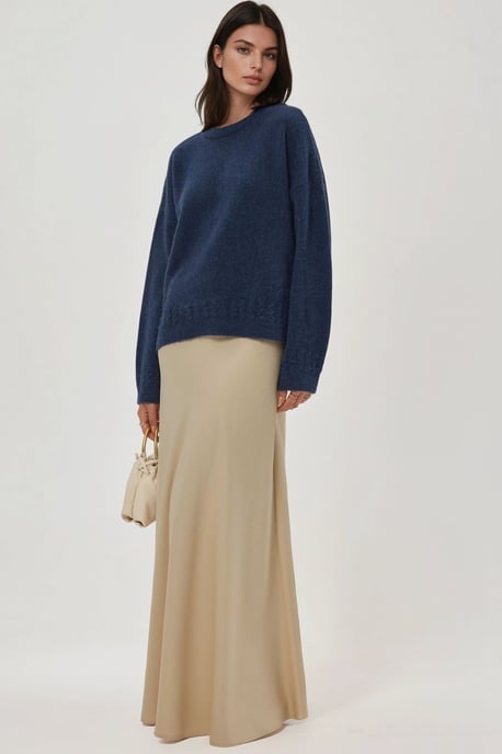 Braiding Detailed Textured Crew Neck Sweater - Image 2