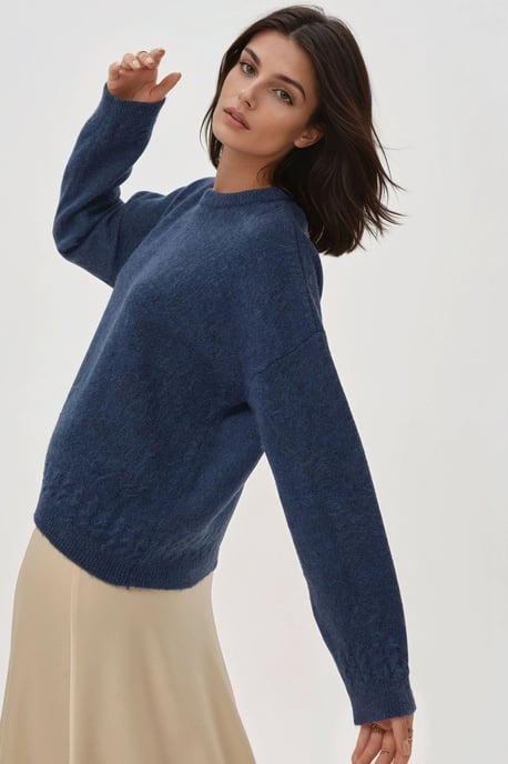 Braiding Detailed Textured Crew Neck Sweater - Image 4