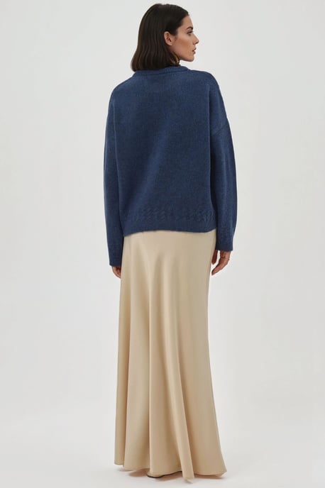 Braiding Detailed Textured Crew Neck Sweater - Image 5