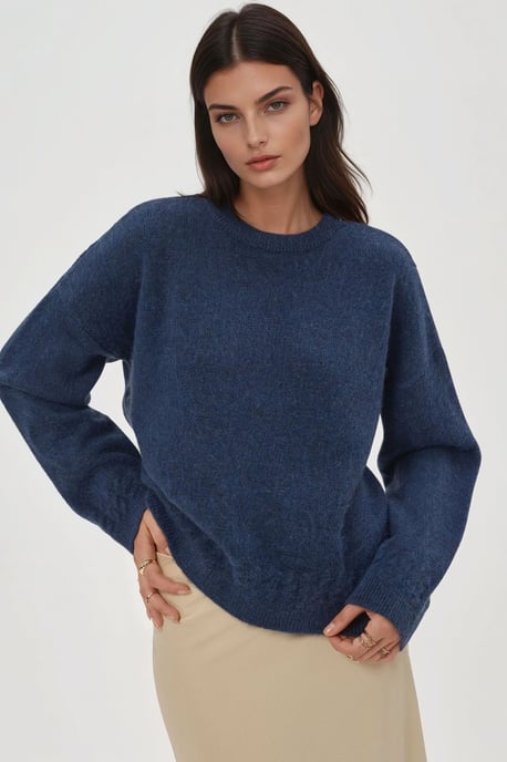 Braiding Detailed Textured Crew Neck Sweater - Image 6