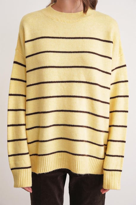 Randig Crew Neck Avslappnad Stickad Tröja - Image 6