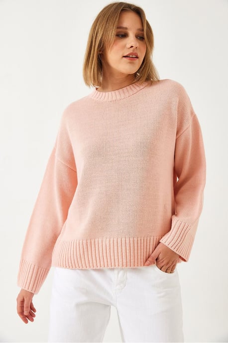 Avslappnad passform crewneck ribbstickad tröja - Image 2