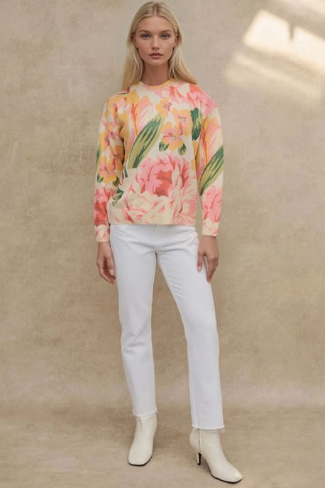 Jacquard Knit Crew Neck Sweater - Image 6