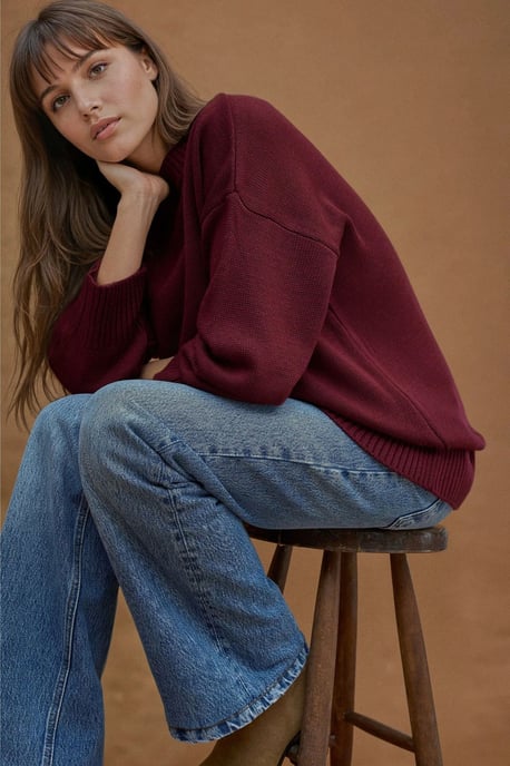 Thick Knit Crew Neck Long Sweater - Image 4