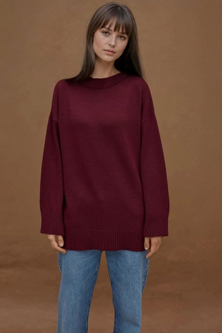 Thick Knit Crew Neck Long Sweater - Image 6