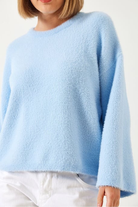 Oversized crewneck sweater met nepbontdetail - Image 4