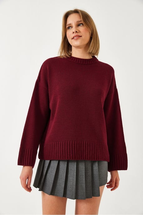 Avslappnad passform crewneck ribbstickad tröja - Image 2