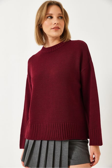 Avslappnad passform crewneck ribbstickad tröja - Image 3