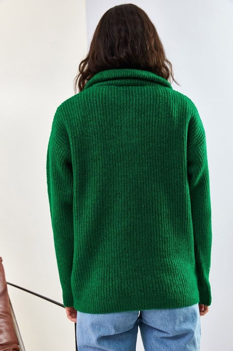 Oversized Textuurtrui met Ritskraag - Image 2