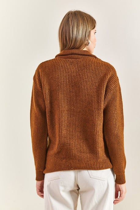 Oversized Textuurtrui met Ritskraag - Image 3