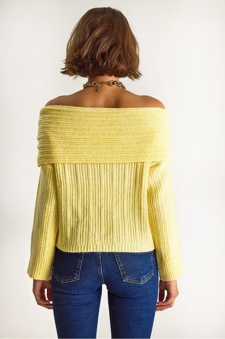 Off Shoulder Geribbelde Gebreide Trui - Image 6