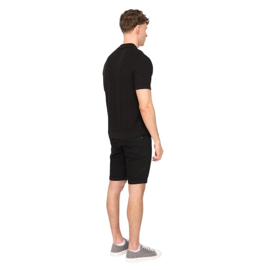 Duck and Cover Mens Danvers Knitted Quarter Zip Polo Shirt (Black) - Image 2