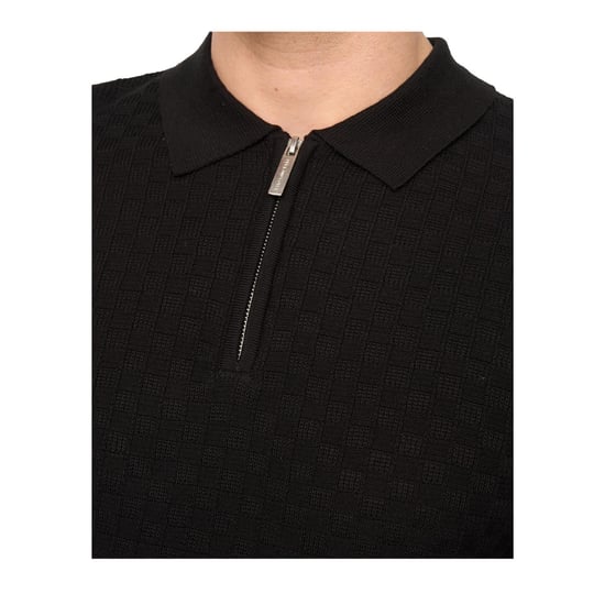 Duck and Cover Mens Danvers Knitted Quarter Zip Polo Shirt (Black) - Image 3