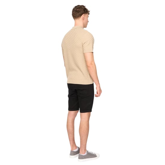 Duck and Cover Mens Danvers Knitted Quarter Zip Polo Shirt (Stone) - Image 2
