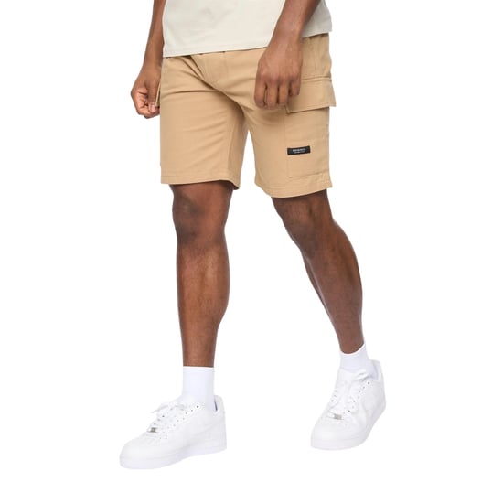 Crosshatch Heren Utilate Elastische Taille Cargo Shorts (Stone) - Image 1