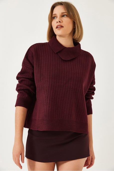 Geribbelde Sweater met Sjaalkraag - Image 2