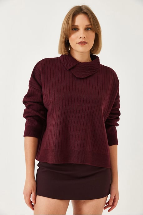 Geribbelde Sweater met Sjaalkraag - Image 3