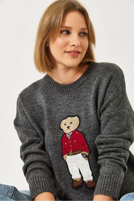 Broderad rundhalsad långärmad tröja - Image 3
