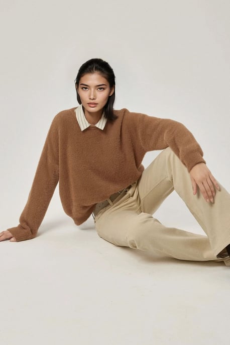 Beren Crew Neck Ultra Zachte Touch Brei Trui - Image 3