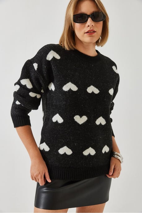 Acryl Crew Neck Trui met Hartpatroon - Image 2