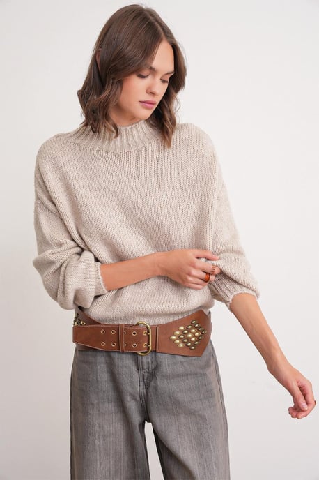 Relaxed Fit Crewneck Dikke Gebreide Trui - Image 3