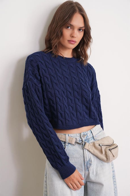 Cable Knit Patroon Rundhals Trui - Image 3