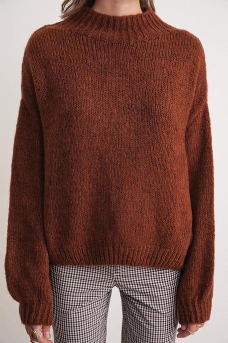 Relaxed Fit Crew Neck Thick Knit Sweater - Image 5