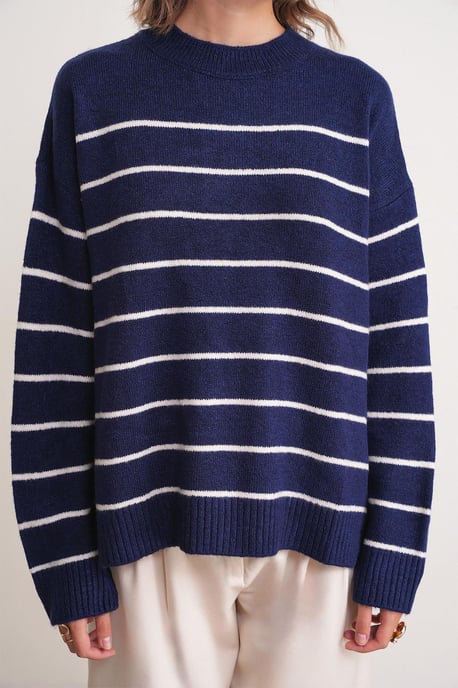 Gestreepte Crew Neck Relaxed Gebreide Pullover Truien - Image 5