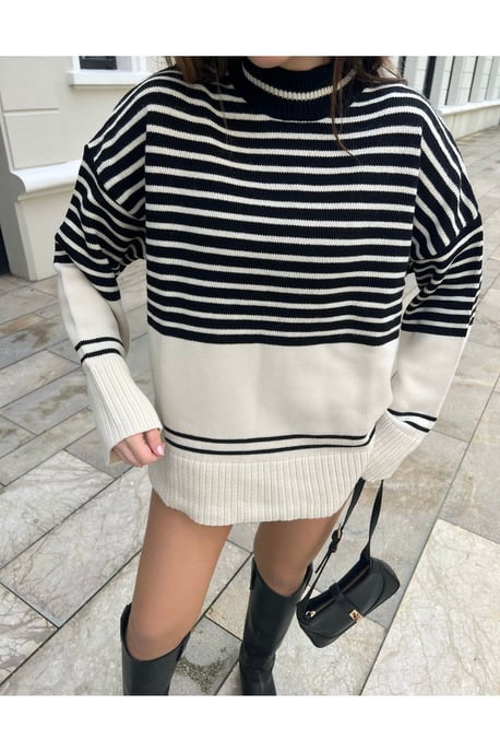 Striped Acrylic Crew Neck Sweater - Image 3
