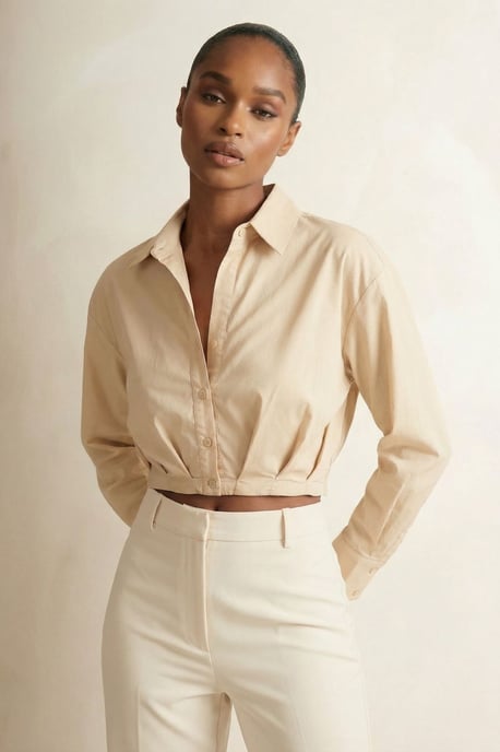 Casual Knooptop Crop Shirt - Image 3