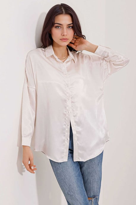 Overgedimensioneerde Satin Knoop-Boven shirt - Image 2