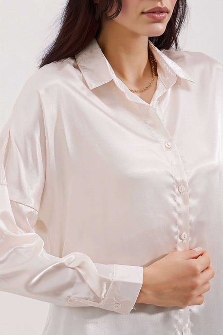 Overgedimensioneerde Satin Knoop-Boven shirt - Image 3