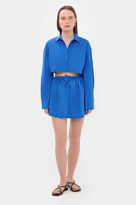 Lösa Ärmar Oversized Crop Skjorta - Image 2