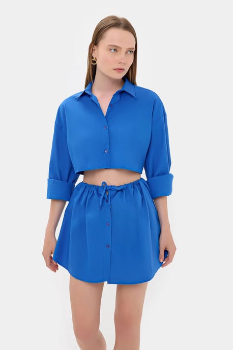 Lösa Ärmar Oversized Crop Skjorta - Image 3