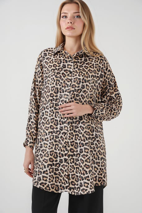 Leopardmönstrad långärmad knäppskjorta - Image 4